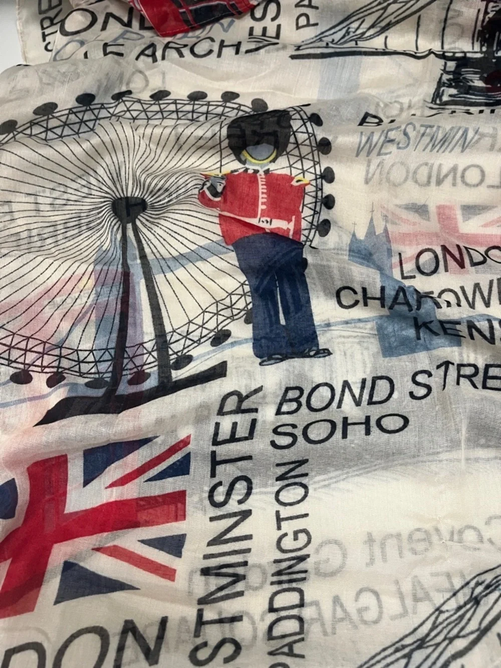 London Graphic Lightweight Scarf w/ scenes in London